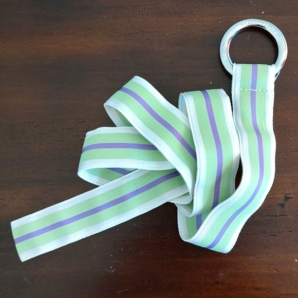 Ralph Lauren Ribbon Belt VTG 90s Pink Green White Silver Tone Rings - Picture 1 of 5